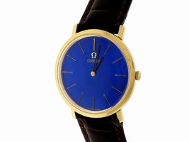 Omega 18K Yellow Gold Blue Dial Manual 32.5mm Unisex 1960 Omega