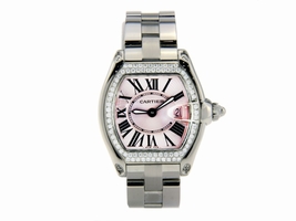 Cartier Roadster Stainless Steel with Pink Dial & Diamond Bezel 36.5mm Cartier