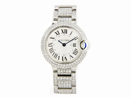 Cartier Ballon Bleu Stainless Steel Covered in Diamonds 28mm Cartier
