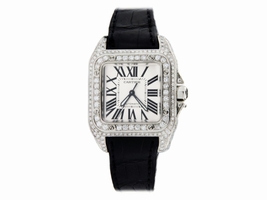 Cartier Santos 100 Medium-Size Stainless Steel with Diamonds 32mm Cartier