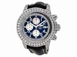 Breitling A13370 Super Avenger White 15ct Diamond on Leather Strap Breitling