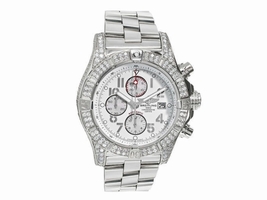 Breitling A13370 Super Avenger White Dial Diamond Mens Breitling