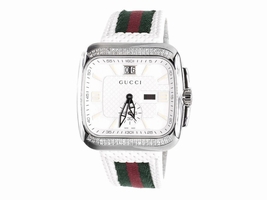 Gucci YA131303 Coupe Red Green Flag Band White 1.0ct Diamond Sports Mens Gucci