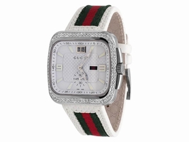 Gucci YA131303 Coupe Red Green Flag Band With Diamonds Sports Mens Gucci