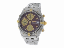 Breitling Chronomat B13048 Stainless Steel & 18K Yellow Gold Red Dial Automatic 38mm Mens Breitling