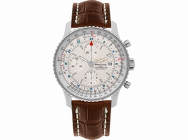 Breitling Navitimer World A2432212/G571/443X Stainless Steel / Brown Leather 46mm Mens Breitling