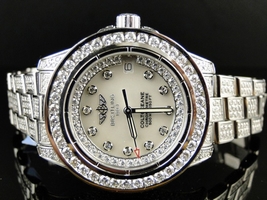 Breitling Aeromarine White Colt Ocean Full 15 Ct Diamond Ladies Breitling