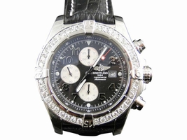 Breitling Super Avenger 1 Row Aeromarine 3.5 Ct Genuine Diamond Mens 48 mm Breitling