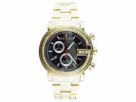 Gucci 101 G Gold PVD Real 44mm Diamond YA101334 Gucci