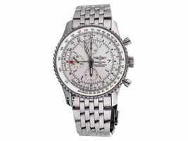 Breitling A24322 Navitimer World GMT White Face Chronograph 46mm Mens Breitling