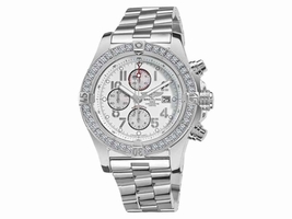 Breitling Super Avenger A13370 White Dial Arabic 3.20ct 1 Row Diamond Bezel Breitling
