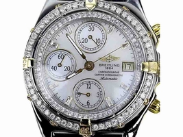 Breitling B13050 Stainless Steel / 18K Yellow Gold With White Dial 38mm Mens Breitling