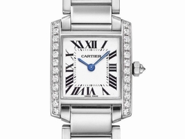 Cartier Tank Francaise WE1002S3 18K White Gold Diamond Quartz 20mm Womens Cartier