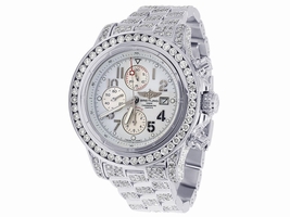 Breitling Super Avenger A13370 Stainless Steel & Diamond 48mm Mens Breitling