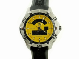 Tag Heuer Aquaracer CAF1011 Stainless Steel Yellow Dial Quartz Digital 43mm Mens Tag Heuer