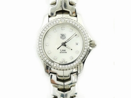 Tag Heuer Link WJ131A Stainless Steel White Mother Of Pearl Diamond Dial Bezel 27mm Womens Tag Heuer