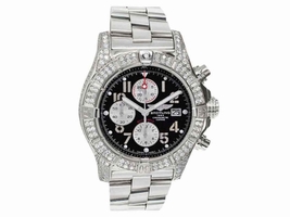 Breitling A13370 Super Avenger Black Dial Diamonds Men's Breitling