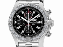 Breitling A13370 Super Avenger Black Stick Dial 3.20 Ct Bezel Breitling