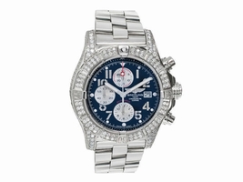 Breitling A13370 Super Avenger Blue Dial Diamond Mens Breitling