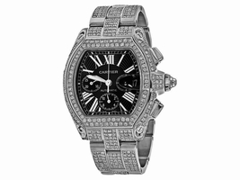 Cartier Roadster XL W62020X6 23.00Ct Diamond Black Dial Stainless Steel Cartier
