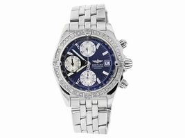 Breitling Chronomat Evolution Stainless Steel With Diamond Bezel Blue Dial Breitling