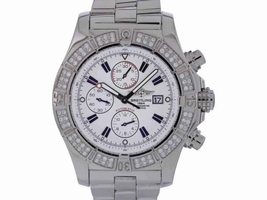 Breitling Super Avenger A13370 Stainless Steel Diamond Bezel Swiss Automatic 48mm Mens Breitling