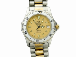 Tag Heuer 2000 Series 974.013 18K Yellow Gold & Stainless Steel Gold Dial Vintage 35mm Womens Tag Heuer