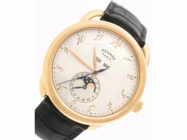 Hermes Arceau Grande Lune AR8.870 038014WW00 18K Rose Gold Moonphase Mens 43mm Hermes