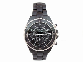 Chanel J12 Stainless Steel and Ceramic Black Chronograph 41mm Mens Chanel