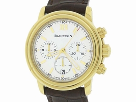 Blancpain Leman Chronograph 2185-1418-53 18K Yellow Gold White Dial 38mm Mens Blancpain