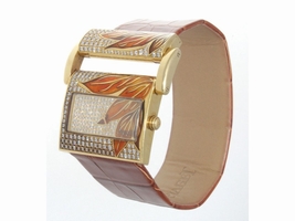 Piaget 18K Yellow Gold Diamond & Enamel Womens Piaget