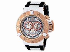 Invicta 0931 Anatomic White Dial Rubber Strap Chronograph Men's Invicta