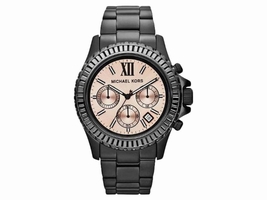 Michael Kors MK5872 Everest Chronograph Peach Dial Black Ion-Plated Womens Michael Kors