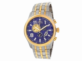 Invicta 0376 Blue Dial Two Tone Stainless Chronograph Men's Invicta