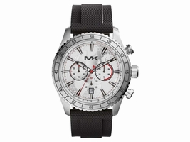 Michael Kors MK8353 Chronograph Silver Dial Black Silicone Analog Men's Michael Kors