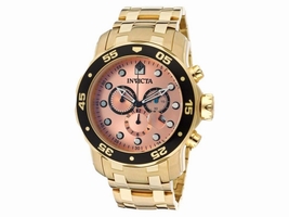 Invicta 80063 Pro Diver Chrono Rose Gold Tone Dial 18K Gold Ion-Plate Invicta