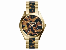 Michael Kors MK4284 Runway Gold-Tone Steel Tortoise Acetate Dial Women's Michael Kors