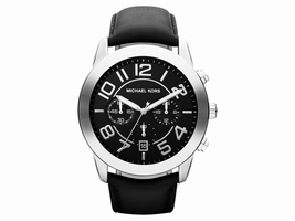 Michael Kors MK8288 Mercer Chronograph Black Dial Leather Strap Mens Michael Kors