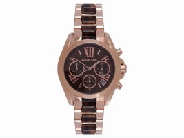 Michael Kors MK5944 Chrono Rose Gold-Tone Brown Acrylic Bracelet Womens Michael Kors