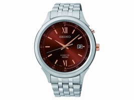 Seiko SKA661 Brown Dial Stainless Steel Kinetic Men's Seiko