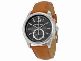 Michael Kors MK8416 Stainless Steel & Leather Black Dial Chronograph 43mm Mens Michael Kors