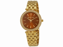 Michael Kors MK3408 Mini Brown Dial Gold Tone Stainless 33mm Womens Michael Kors