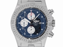 Breitling Super Avenger A13370 Stainless Steel Blue Arabic Dial Chronograph Automatic 48mm Mens Breitling