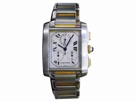 Cartier Tank Francaise 2303 18K Yellow Gold Stainless Steel Quartz Vintage 28mm Mens Cartier