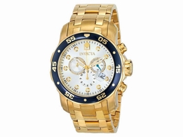 Invicta 80067 Pro Diver Silver Dial Gold Tone Chronograph Men's Invicta