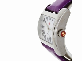 Michele MWW07B000033 MOP Dial Purple Leather Strap Quartz Michele