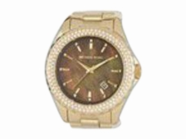 Michael Kors MK5452 Jet Set MOP Dial Crystal Gold Plated Bracelet Womens Michael Kors
