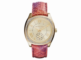 Michael Kors MK2387 Bryn Gold Dial Leather Strap Women's Michael Kors