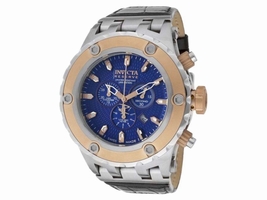 Invicta 10081 Subaqua Reserve Chronograph Blue Textured Dial Leather Invicta