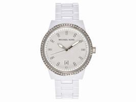 Michael Kors MK5204 Silver Dial White Acrylic Bracelet Women's Michael Kors